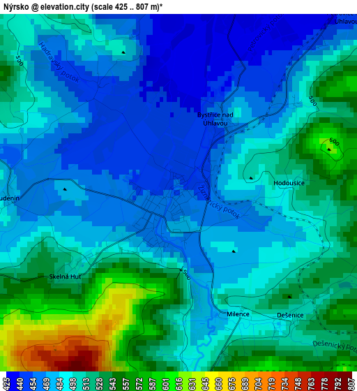 Nýrsko elevation map