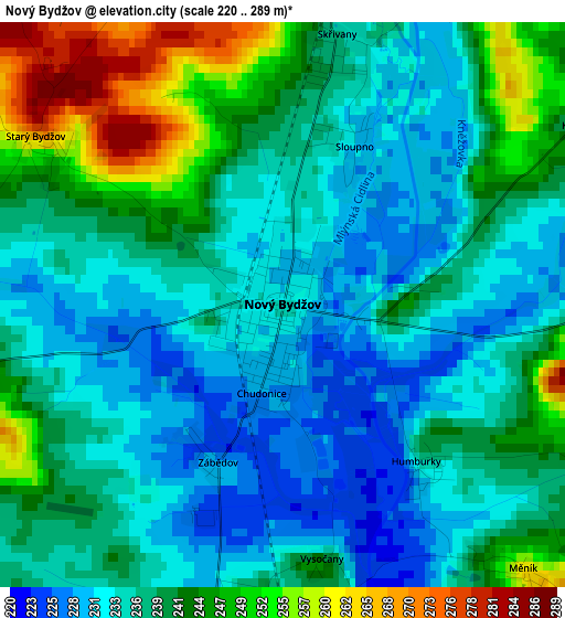 Nový Bydžov elevation map