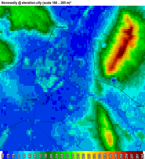 Novosedly elevation map