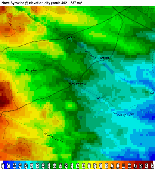 Nové Syrovice elevation map