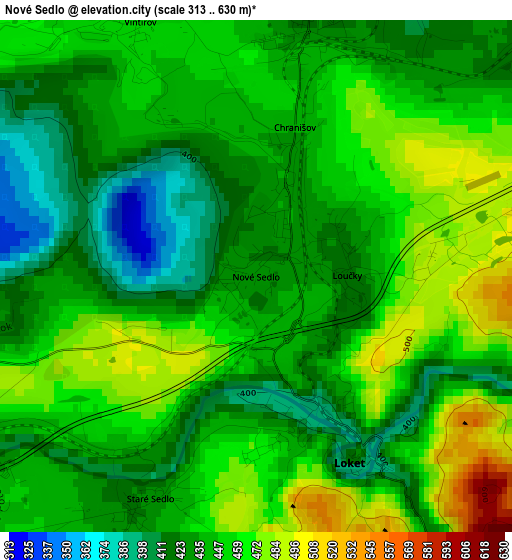 Nové Sedlo elevation map