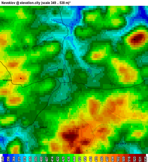 Neveklov elevation map