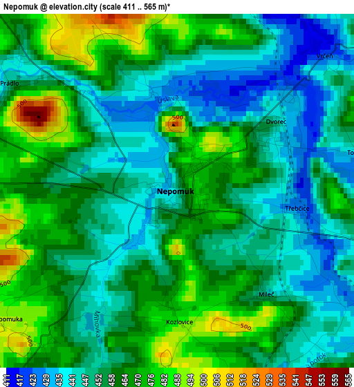 Nepomuk elevation map