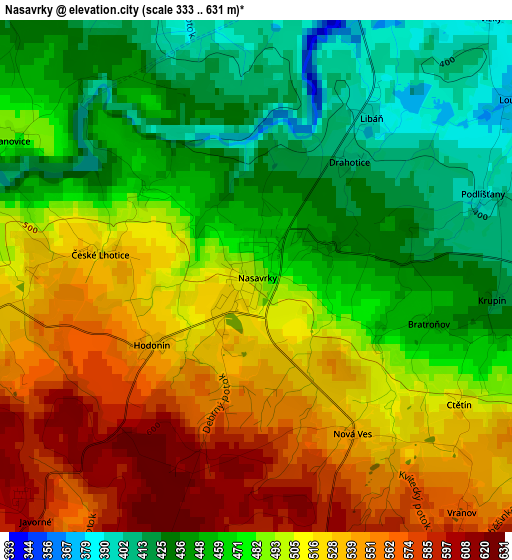 Nasavrky elevation map