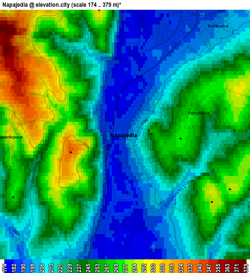 Napajedla elevation map