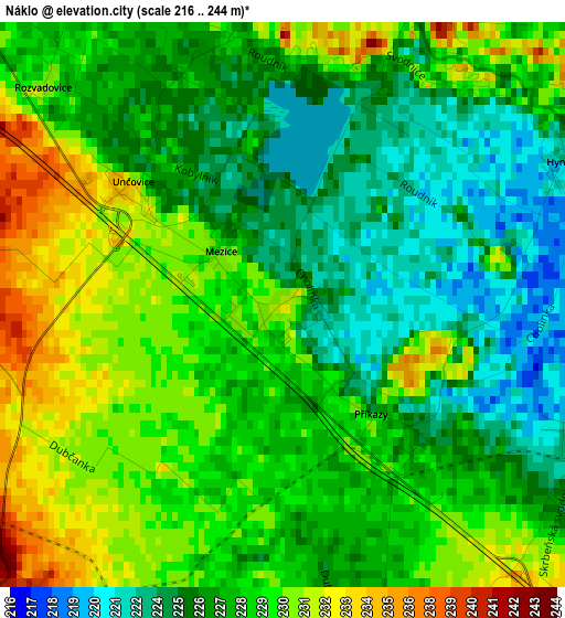 Náklo elevation map