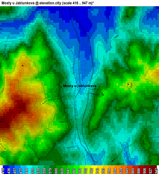 Mosty u Jablunkova elevation map