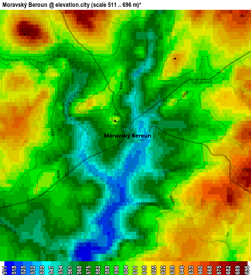 Moravský Beroun elevation map