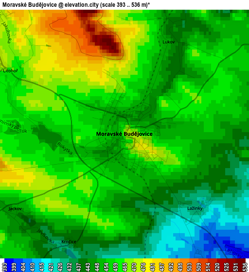 Moravské Budějovice elevation map