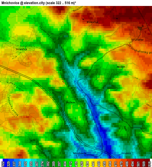 Mnichovice elevation map