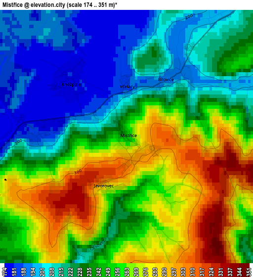 Mistřice elevation map