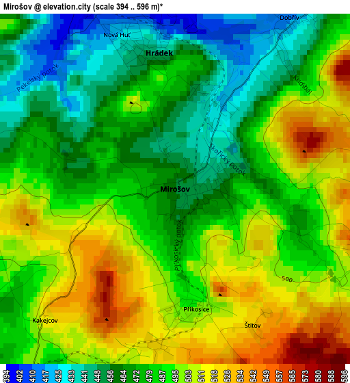 Mirošov elevation map