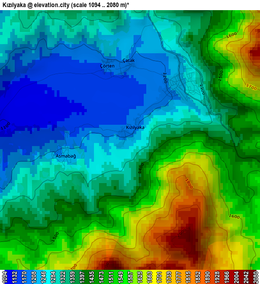 Kızılyaka elevation map