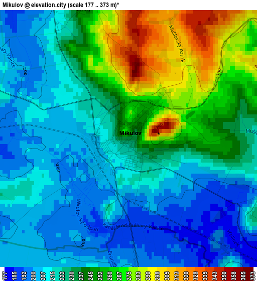 Mikulov elevation map