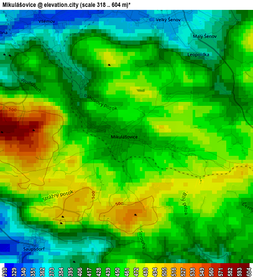 Mikulášovice elevation map