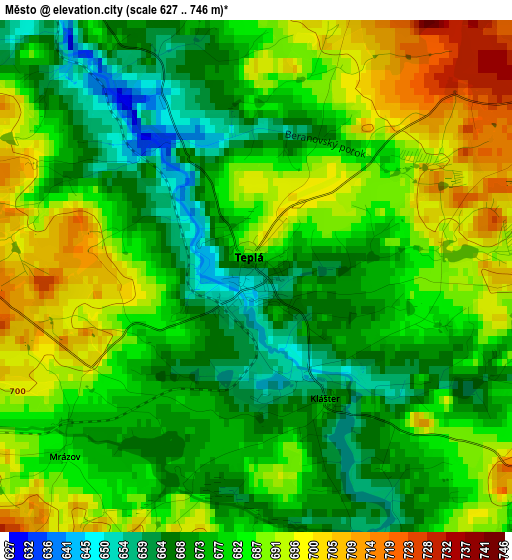 Město elevation map