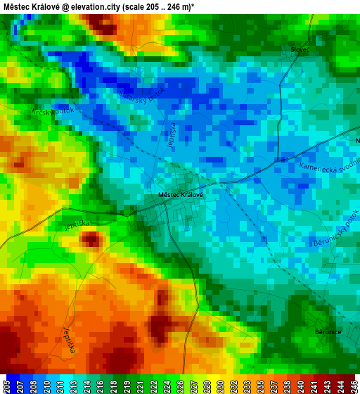 Městec Králové elevation map