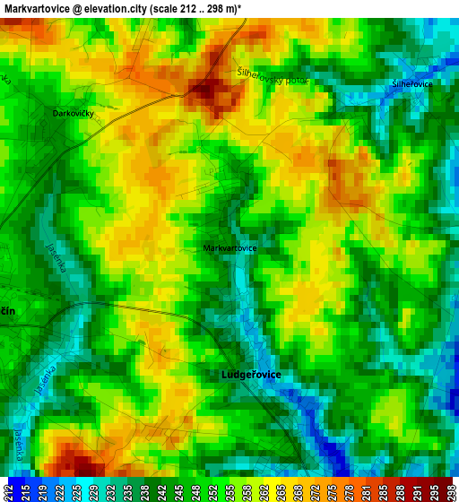 Markvartovice elevation map