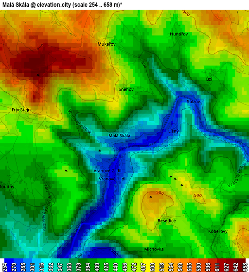 Malá Skála elevation map