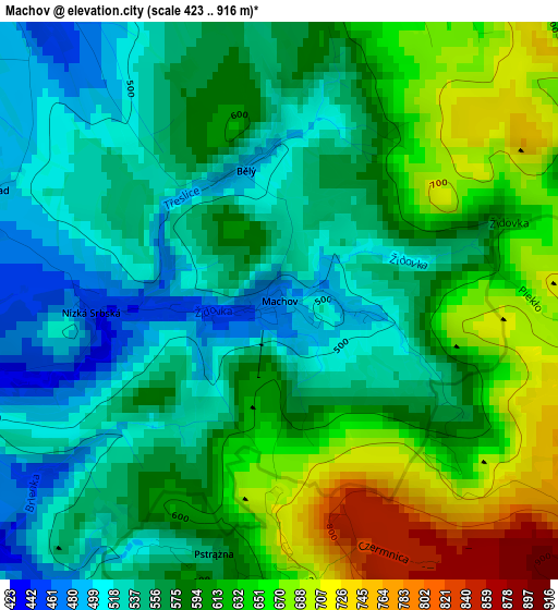 Machov elevation map