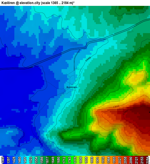 Kızılören elevation map