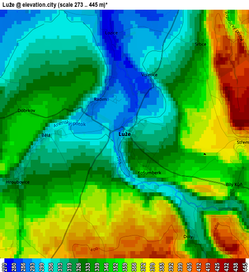 Luže elevation map