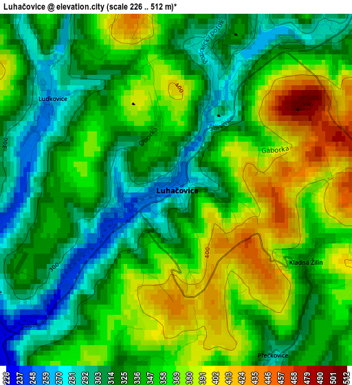 Luhačovice elevation map