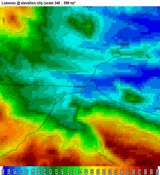 Lubenec elevation map