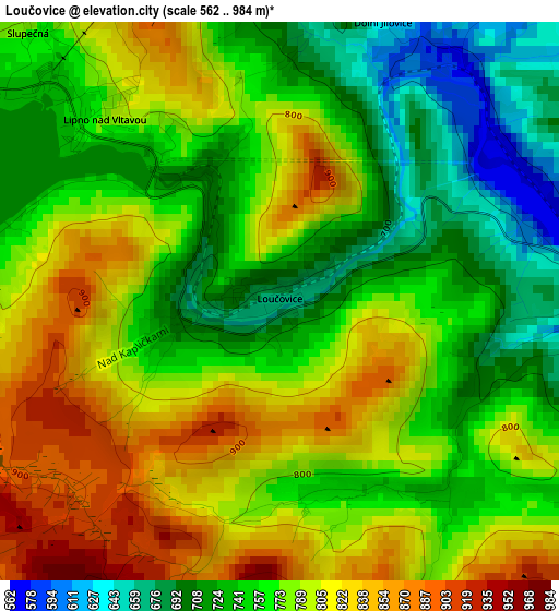 Loučovice elevation map