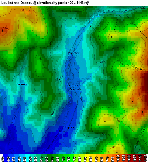 Loučná nad Desnou elevation map