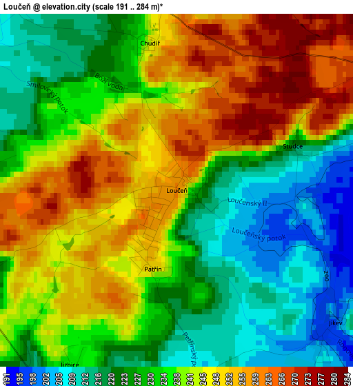 Loučeň elevation map