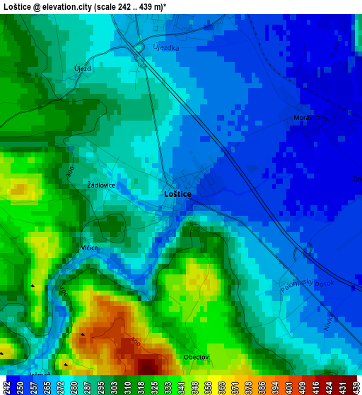 Loštice elevation map