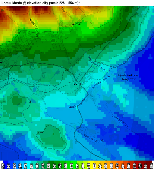 Lom u Mostu elevation map