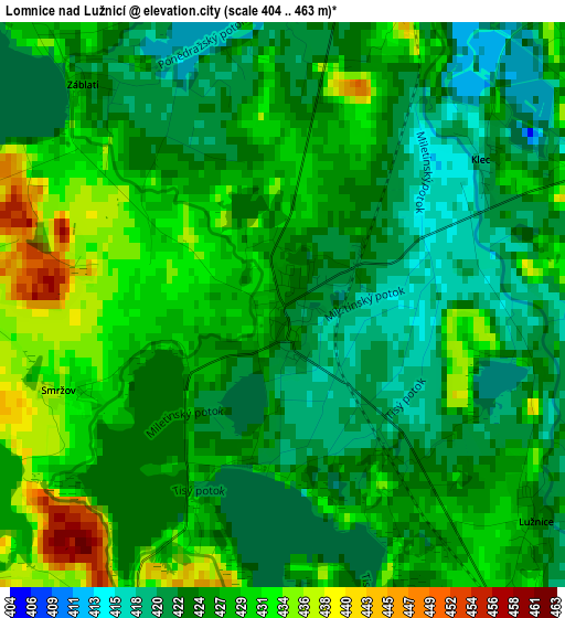 Lomnice nad Lužnicí elevation map