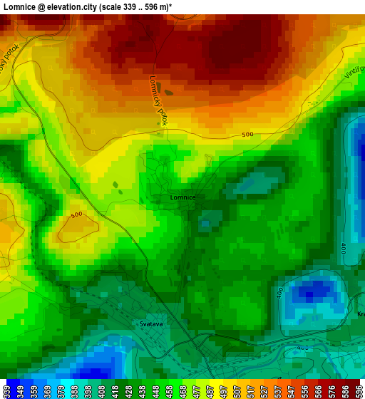 Lomnice elevation map