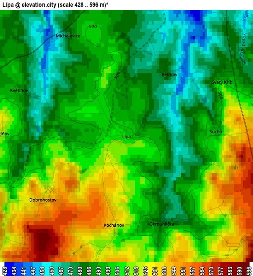 Lípa elevation map