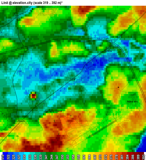 Líně elevation map