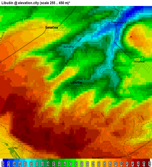 Libušín elevation map