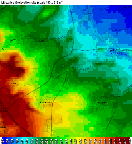 Líbeznice elevation map
