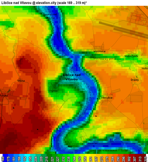 Libčice nad Vltavou elevation map