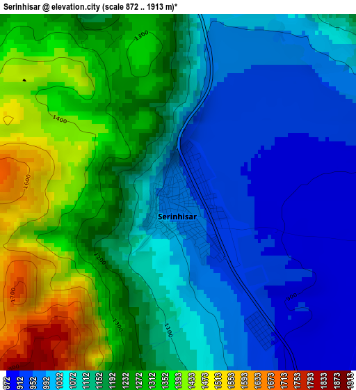 Serinhisar elevation map