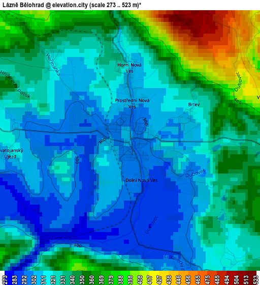 Lázně Bělohrad elevation map