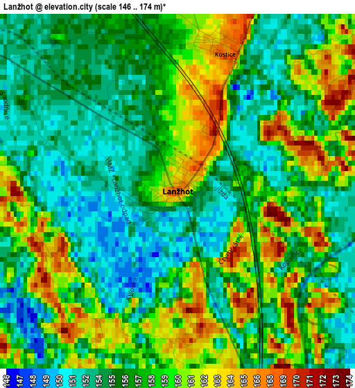 Lanžhot elevation map