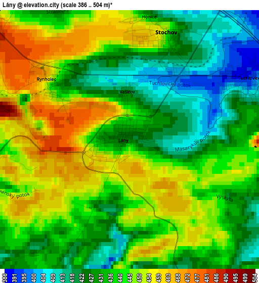 Lány elevation map