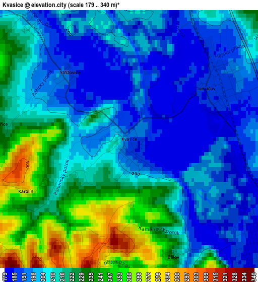 Kvasice elevation map