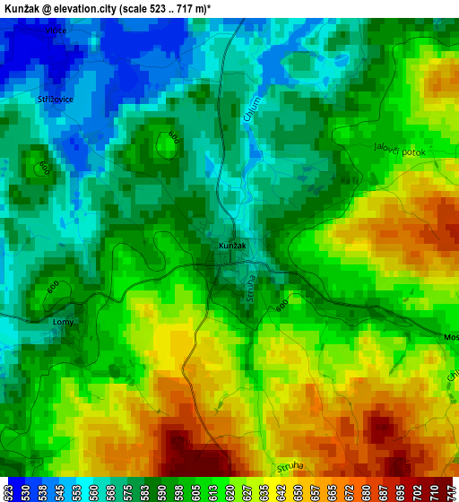 Kunžak elevation map