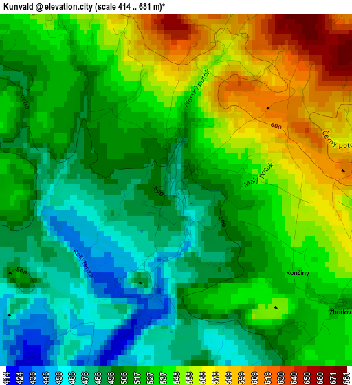 Kunvald elevation map