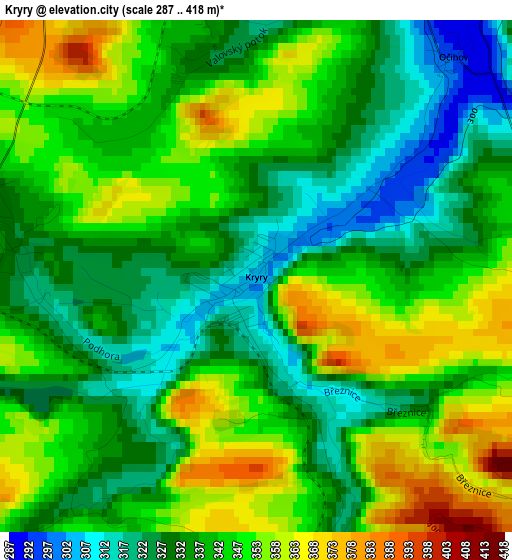 Kryry elevation map