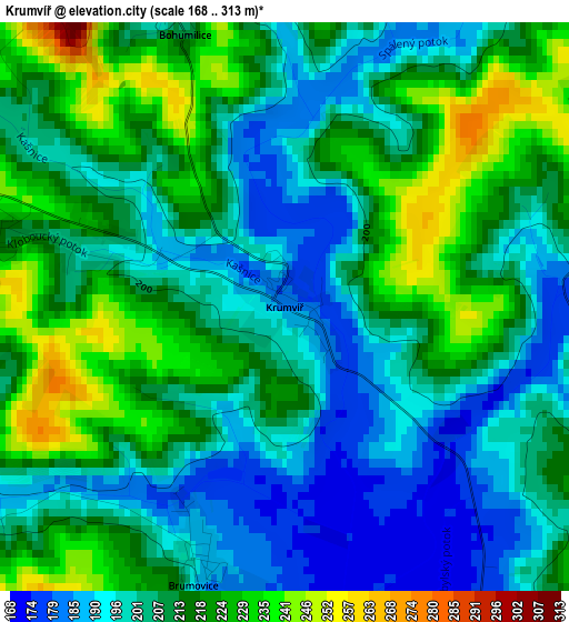 Krumvíř elevation map