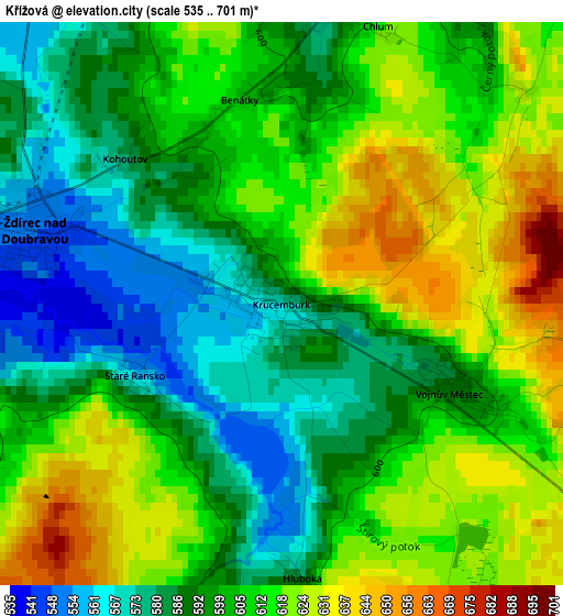 Křížová elevation map